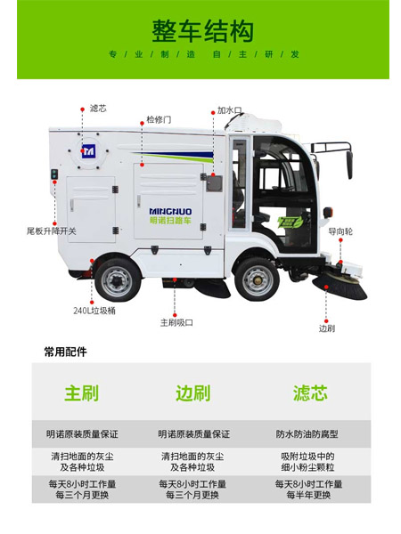 四轮扫路车MN-S1800配备240L标准琼结垃圾桶